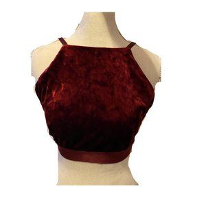 Saki Silver Velvet Merlot Bralette Top Size Large